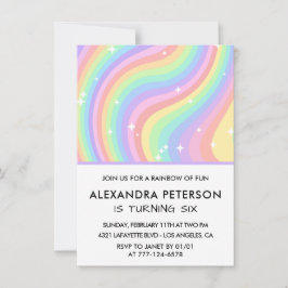Rainbow 6ª invitaciones de cumpleaños Pastel Cute