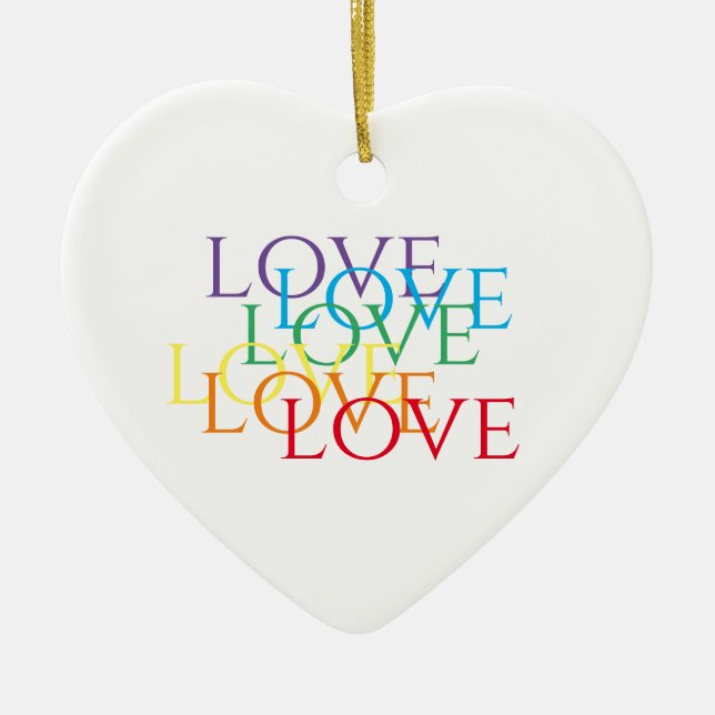 RÁINBOW AMA el ornamento cerámico del corazón (Frente)