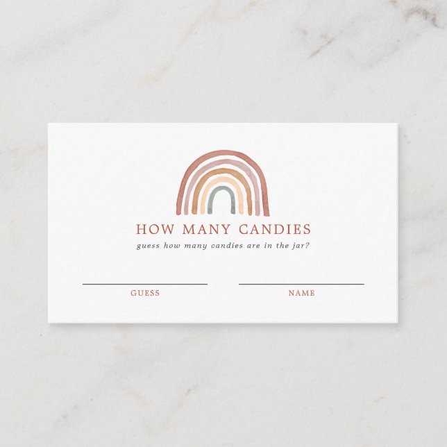 Rainbow Baby Shower adivina cuántas tarjetas de se (Anverso)