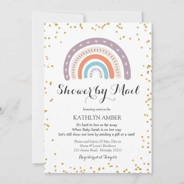 Rainbow Baby Shower por correo Invitación (Anverso)