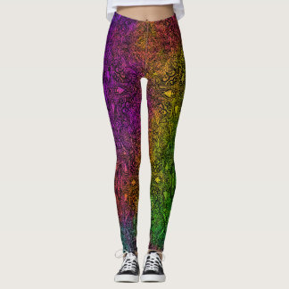 Rainbow & Black Medallion Leggings