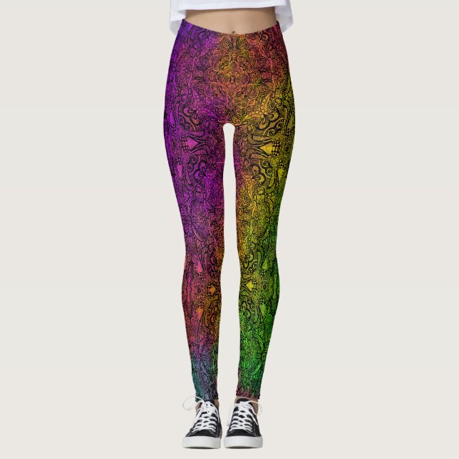Rainbow & Black Medallion Leggings (Anverso)