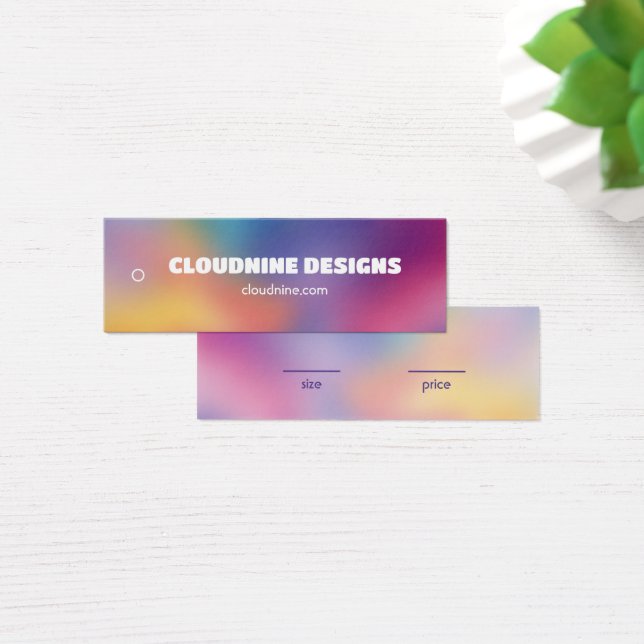 Rainbow Blur Clothing Size Price Hangtag Card (Escritorio)