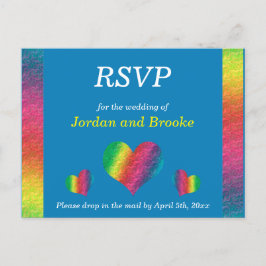 [Rainbow Crinkle Boda] Tarjeta RSVP Azul