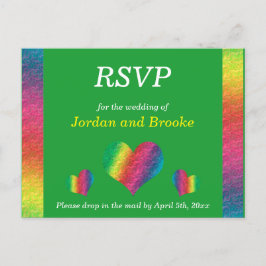 [Rainbow Crinkle Boda] Tarjeta RSVP de corazón Ver