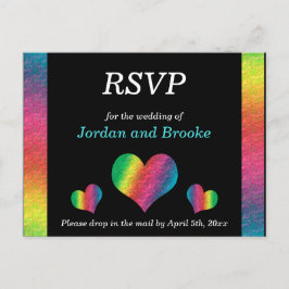 [Rainbow Crinkle Boda] Tarjeta RSVP para corazones