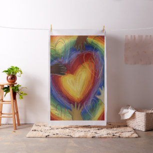 Rainbow DEI Love Hearts Material de arte de tela