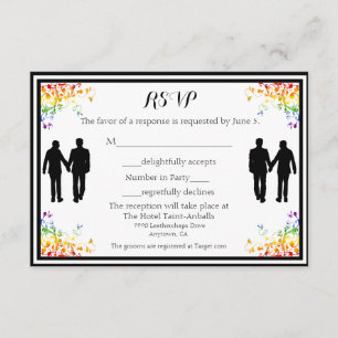 Rainbow Flourige Boda Gay Tarjeta RSVP