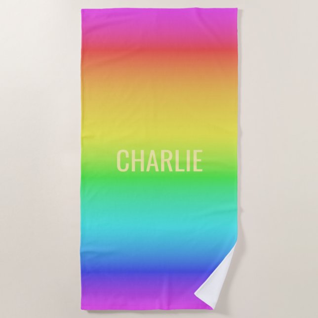 Rainbow Gradient nombre personalizado toalla de pl (Anverso)