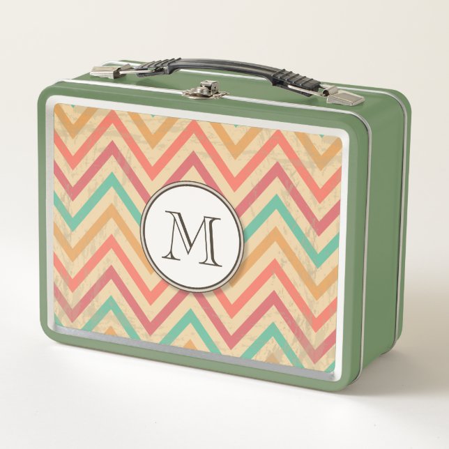 Rainbow Grunge Zigzag Chevrons Lunch Box (Anverso)