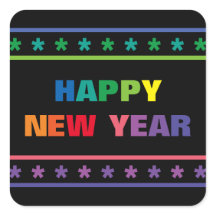 Rainbow Happy New Year - Pegatina cuadrado