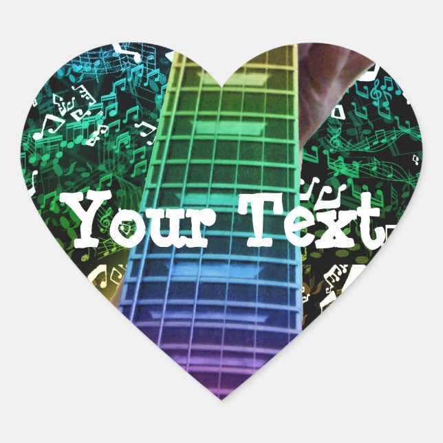 Rainbow Heart Guitar Notes Pegatina de música pers (Anverso)