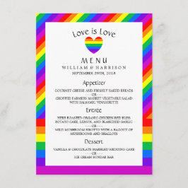Rainbow Heart Love is Love is Love Menú Boda