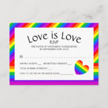 Rainbow Heart Love is Love Wedding RSVP