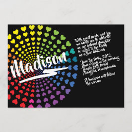 RAINBOW HEARTS Bat Mitzvah Invitación