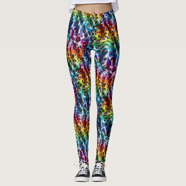 Rainbow Leopard Print Leggings | Bold Colorful (Anverso)