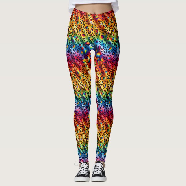 Rainbow Leopard Print Leggings | Bold Colorful (Anverso)