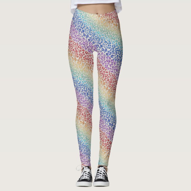 Rainbow Leopard Print Leggings | Bold Colorful (Anverso)