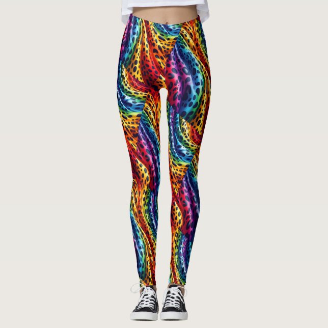 Rainbow Leopard Print Leggings | Bold Colorful (Anverso)
