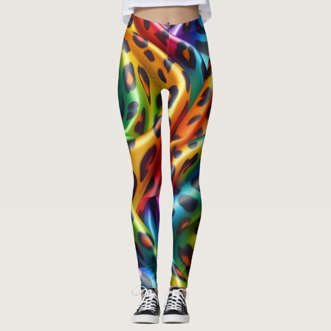 Rainbow Leopard Print Leggings | Bold Colorful (Anverso)