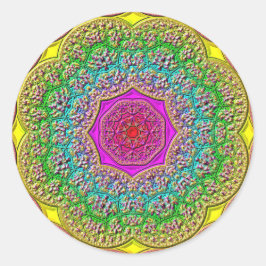 Rainbow Mandala Red Purple Gold Blue Pegatinas