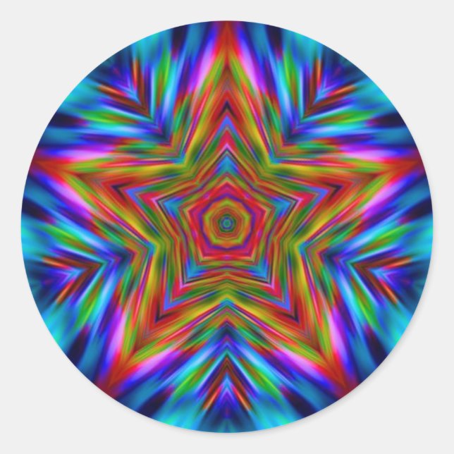 Rainbow Mandala Star Fractal Decal Pegatina (Anverso)