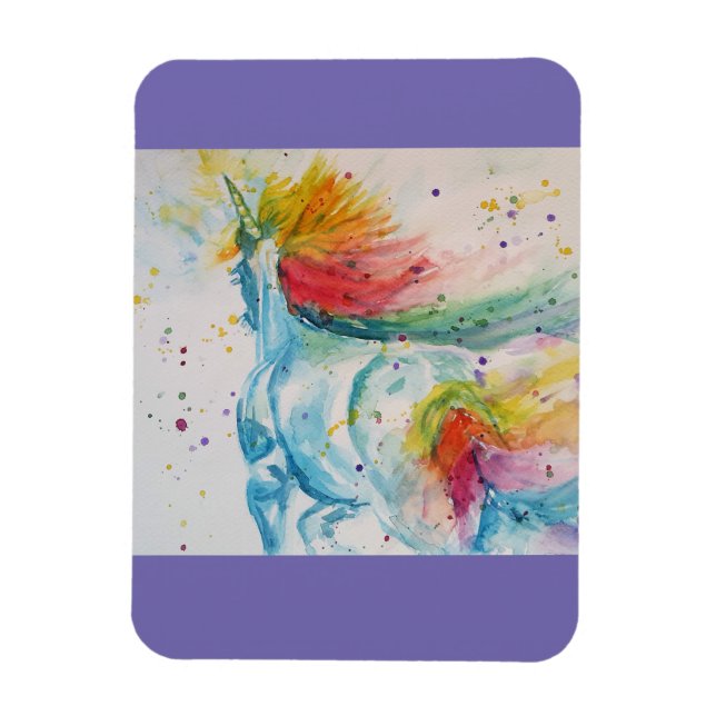 Rainbow My Horse es un imán unicornio de acuarela (Vertical)