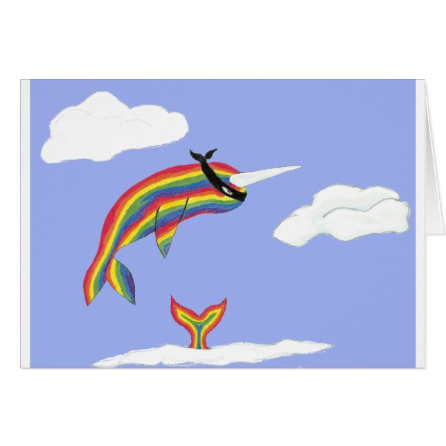 Rainbow Ninja Narwhal que vuela (Anverso (Horizontal))