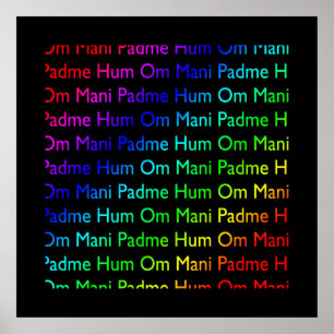 Rainbow Om Mani Padme Hum en la impresión en negro