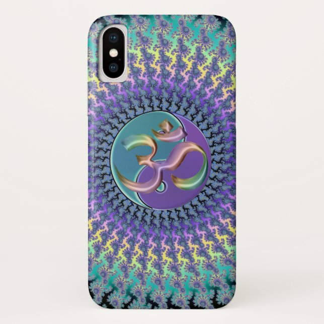 Rainbow Om Yin-Yang Fractal iPhone X Funda (Reverso)