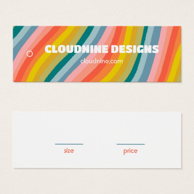 Rainbow Stripe Clothing Size Price Hangtag Card (Anverso y reverso)