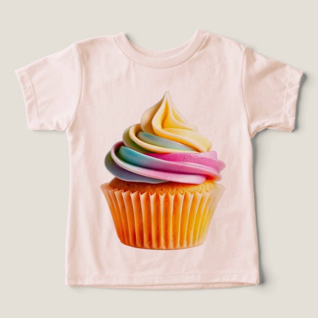 Rainbow Swirl Cupcake with Colorful Wrapper (Diseño delantero )