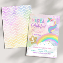 RAINBOW UNICORN Invitación al cumpleaños editable 