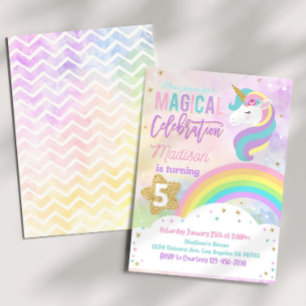 RAINBOW UNICORN Invitación al cumpleaños editable 