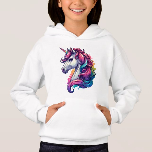 Rainbow Unicorn Kids Hoodie - Confort mágico y (Anverso)