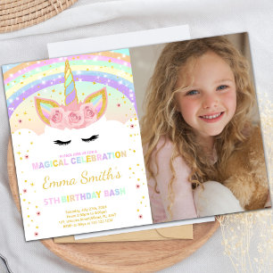 Rainbow Unicorn postea tarjetas con foto