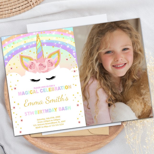 Rainbow Unicorn postea tarjetas con foto (Rainbow Unicorn post Cards with photo)