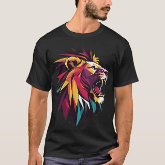 Raíz majestuosa: camiseta artística de león"