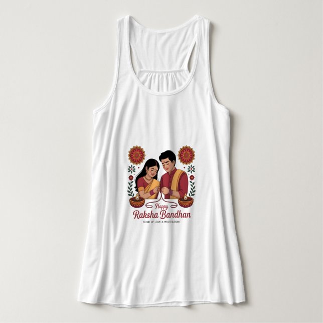 Raksha Bandhan  Flowy Racerback Tank Top (Diseño del anverso)