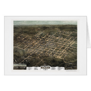 Raleigh, mapa panorámico del NC - 1872