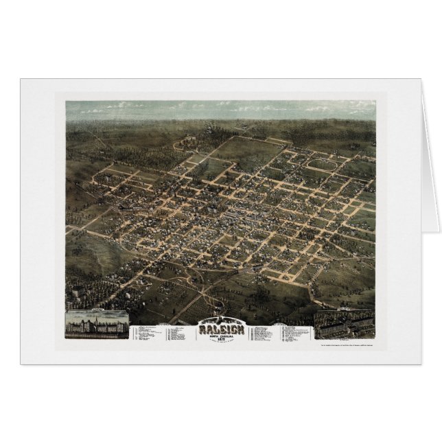 Raleigh, mapa panorámico del NC - 1872 (Anverso (Horizontal))