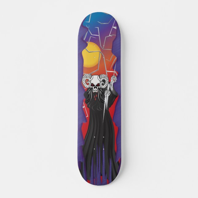 Ram Horned Skull Skateboard (Anverso )