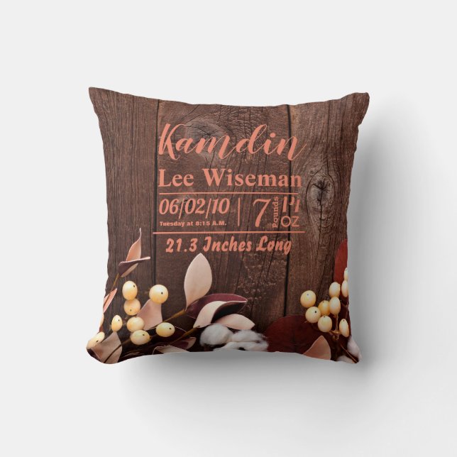 Rama de algodón de almohada de nacimiento personal (Anverso)