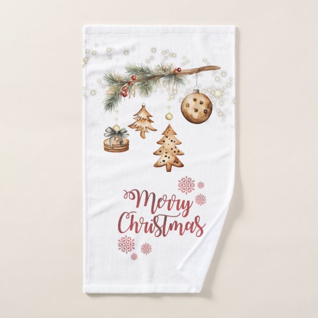 Rama de árbol, Adornos, Estrellas de Navidad  (Toalla de mano)