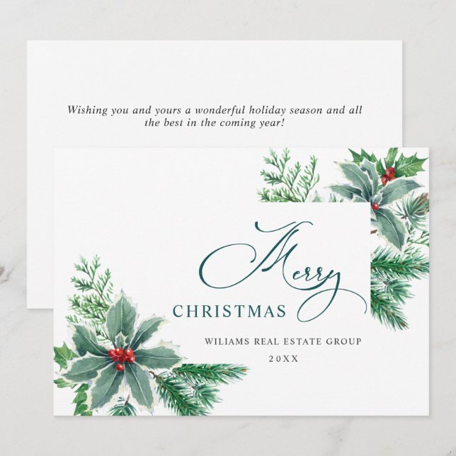 Rama de bayas de acebo festivo Navidad Corporativo (Anverso / Reverso)