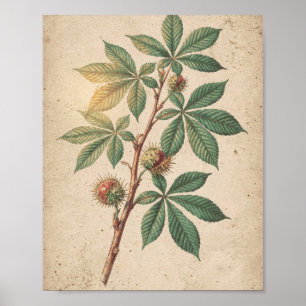 Rama de Castaño de Indias Arte Botánico
