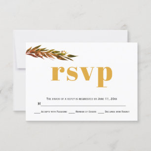 Rama de eucalipto, colores de otoño, tarjeta RSVP 