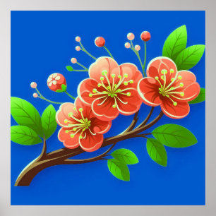 🌸 Rama de Flor Rosa Decoración de Pared Póster 🌸