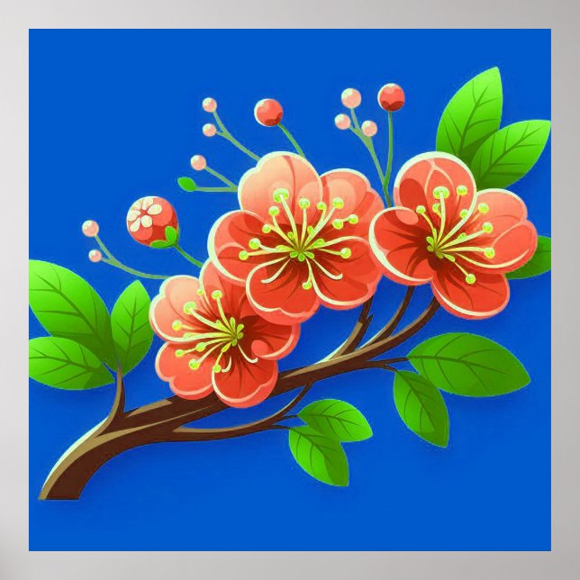 🌸 Rama de Flor Rosa Decoración de Pared Póster 🌸 (Frente)
