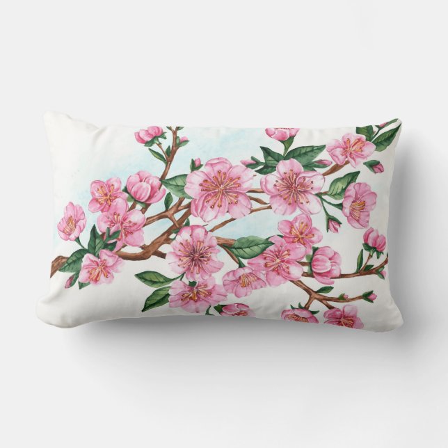 rama de flores sakura almohada lumbar (Anverso)